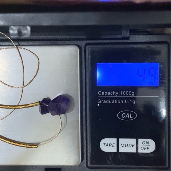 Natural Raw Amethyst Pendant Magnetic Clasp Gold-tone Skinny Chain Necklace - Picture 13 of 15